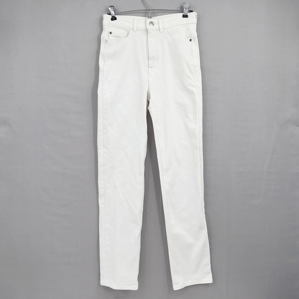 M&S Marks Spencer Magic Straight Jeans Women's 4 White High Rise British‎ Eco